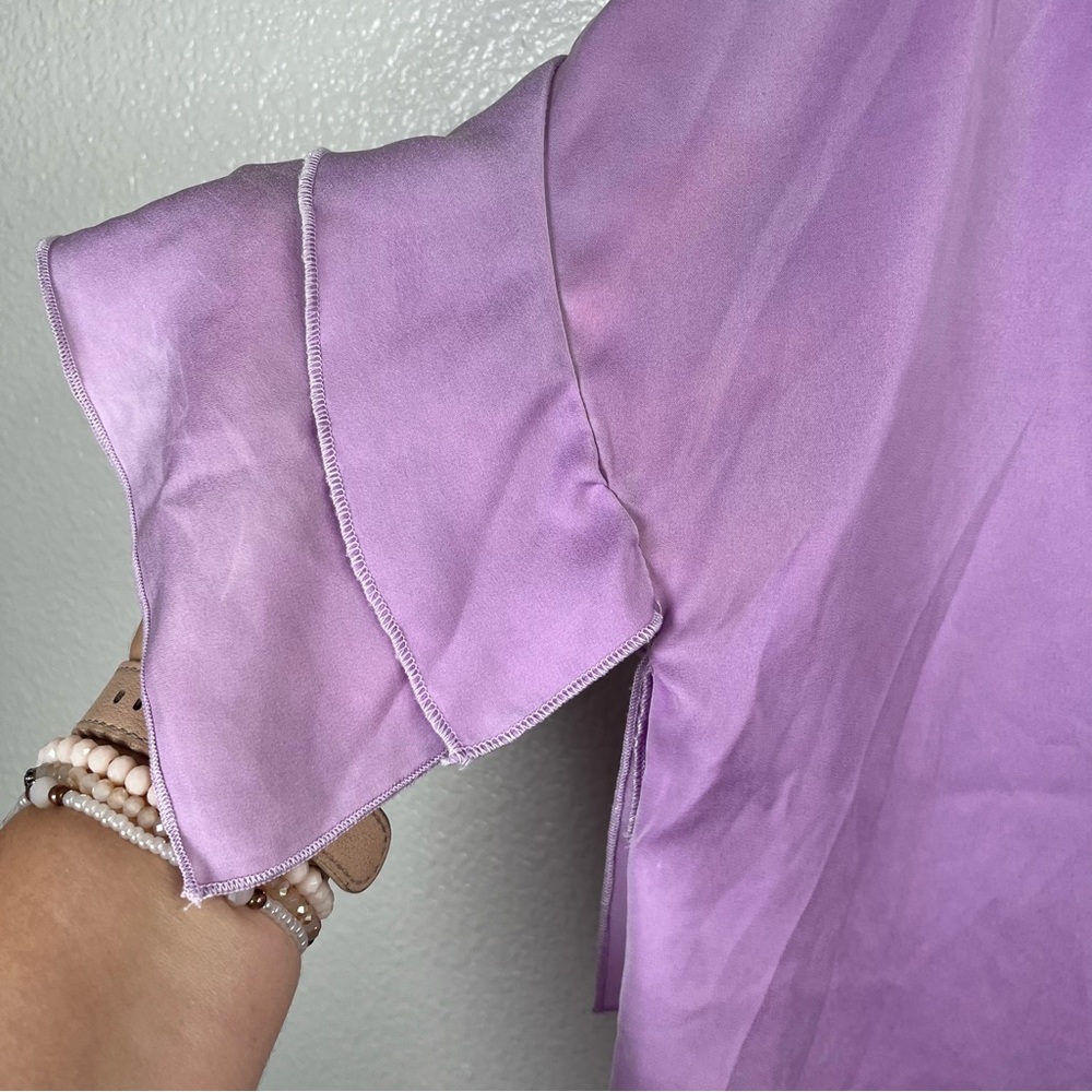 Zara Lilac Double-Ruffle Sleeve Blouse Women’s Medium - Picture 5 of 7